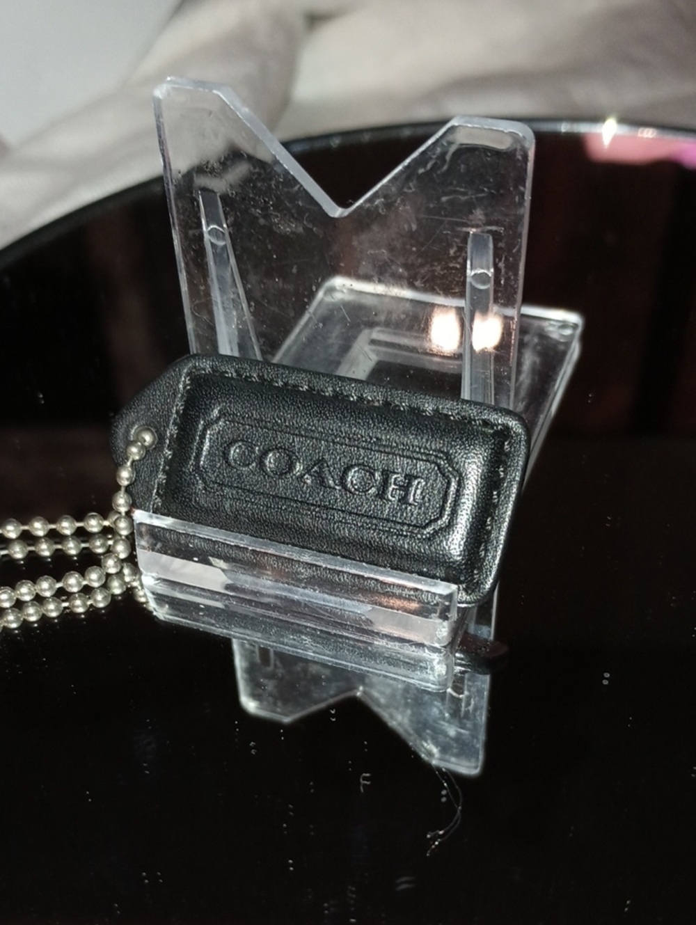 Coach Black Leather Hang Tag
